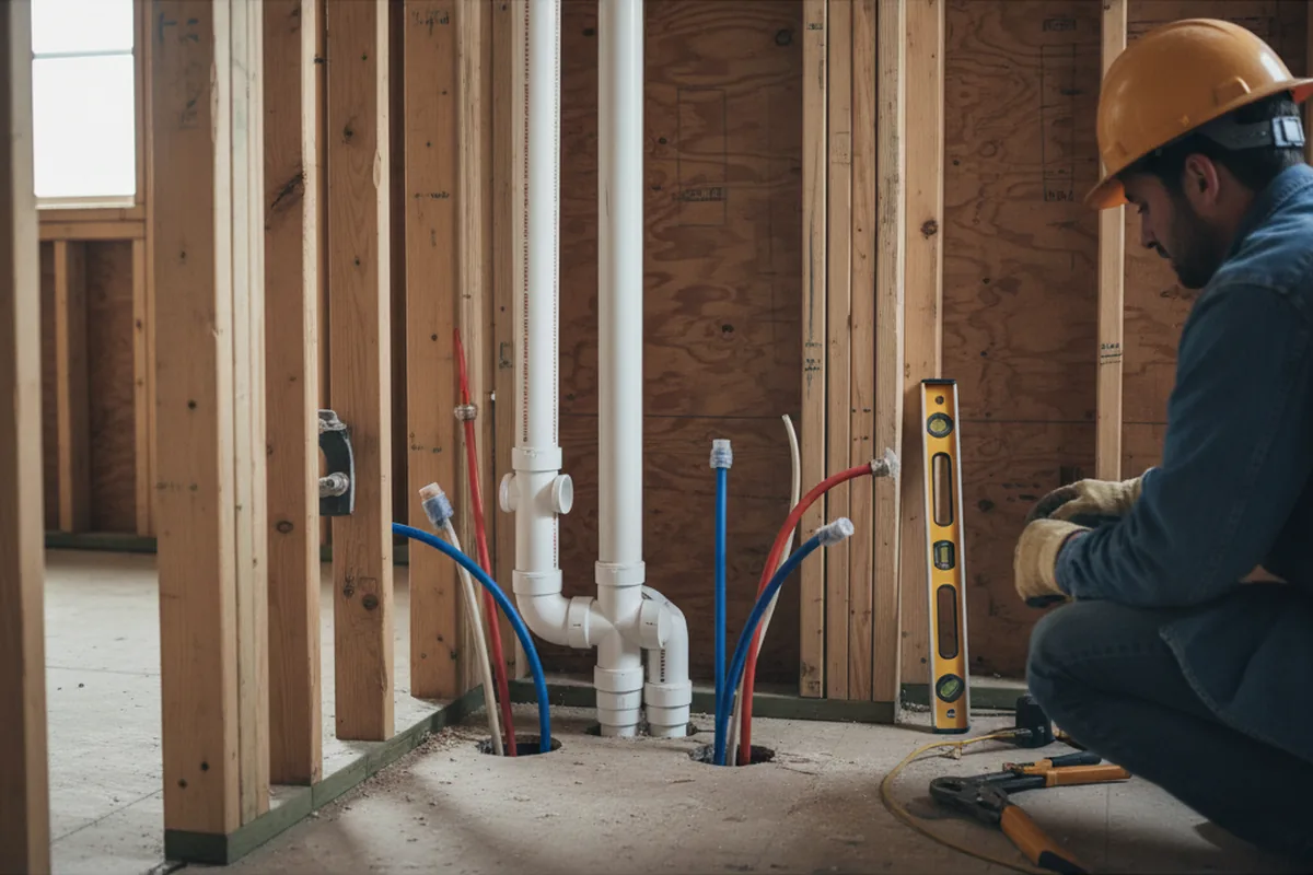 Drain and supply rough-in during Garbage Disposal Repair in Adams Run